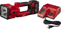 Milwaukee Tool - 18 Volts, 1250 Lumens, Cordless Work Light - Red, 7 hr Run Time - Eagle Tool & Supply