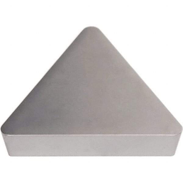 Seco - TPU222 Flat Top Grade TK1501 Carbide Turning Insert - Ti(C/N)/Al2O3/Cr Finish, 60° Triangle, 1/4" Inscr Circle, 1/8" Thick, 1/32" Corner Radius - Eagle Tool & Supply
