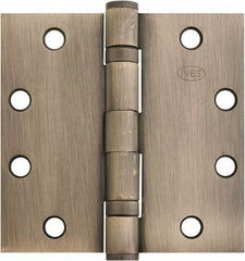 IVES - 4-1/2" Long x 4-1/2" Wide x 1.34" Thick, Stainless Steel Full Mortise Ball Bearing Hinge - Satin Chrome Finish, 5 Knuckles, 8 Holes - Eagle Tool & Supply