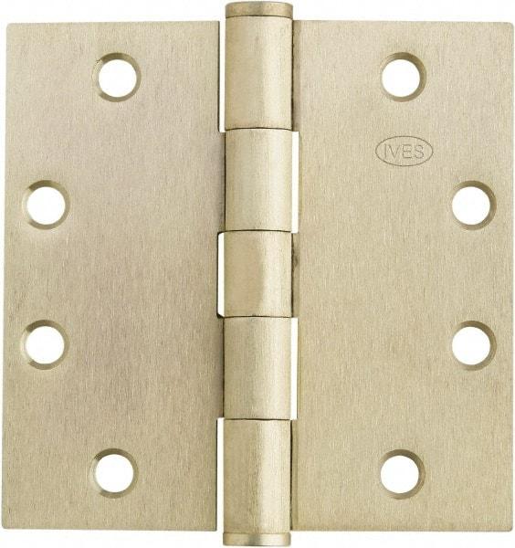 IVES - 4-1/2" Long x 4-1/2" Wide x 1.34" Thick, Stainless Steel Full Mortise Ball Bearing Hinge - Satin Chrome Finish, 5 Knuckles, 8 Holes - Eagle Tool & Supply