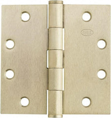 IVES - 4-1/2" Long x 4-1/2" Wide x 1.34" Thick, Stainless Steel Full Mortise Ball Bearing Hinge - Satin Chrome Finish, 5 Knuckles, 8 Holes - Eagle Tool & Supply