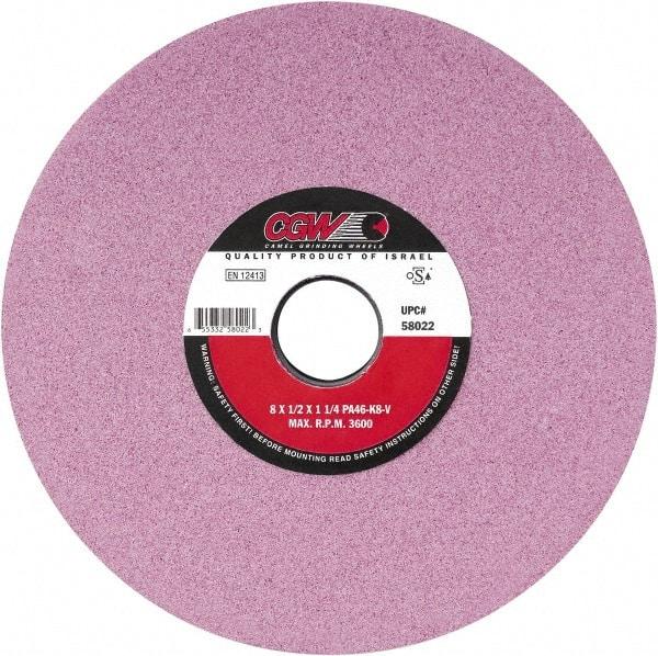 Camel Grinding Wheels - 8" Diam x 1-1/4" Hole x 3/4" Thick, H Hardness, 46 Grit Surface Grinding Wheel - Aluminum Oxide, Type 5, Medium Grade, Vitrified Bond, One-Side Recess - Eagle Tool & Supply