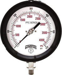 Winters - 4-1/2" Dial, 1/4 Thread, 0-600 Scale Range, Pressure Gauge - Bottom Connection Mount, Accurate to ±0.5% of Scale - Eagle Tool & Supply