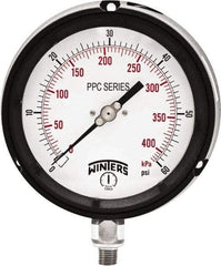 Winters - 4-1/2" Dial, 1/4 Thread, 0-60 Scale Range, Pressure Gauge - Bottom Connection Mount, Accurate to ±0.5% of Scale - Eagle Tool & Supply