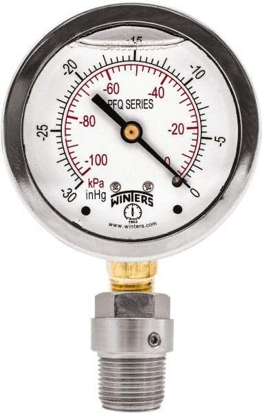 Winters - 2-1/2" Dial, 1/4 Thread, 0-600 Scale Range, Pressure Gauge - Bottom Connection Mount, Accurate to 1.5% of Scale - Eagle Tool & Supply