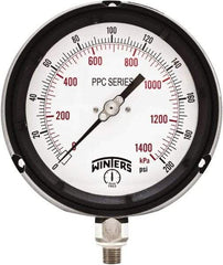 Winters - 4-1/2" Dial, 1/4 Thread, 0-200 Scale Range, Pressure Gauge - Bottom Connection Mount, Accurate to ±0.5% of Scale - Eagle Tool & Supply