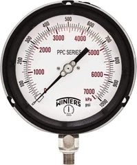 Winters - 4-1/2" Dial, 1/4 Thread, 0-1,000 Scale Range, Pressure Gauge - Bottom Connection Mount, Accurate to ±0.5% of Scale - Eagle Tool & Supply