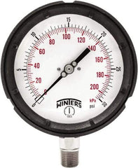 Winters - 4-1/2" Dial, 1/4 Thread, 0-30 Scale Range, Pressure Gauge - Bottom Connection Mount, Accurate to ±0.5% of Scale - Eagle Tool & Supply