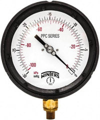 Winters - 4-1/2" Dial, 1/4 Thread, 30-0 Hg VAC Scale Range, Pressure Gauge - Bottom Connection Mount, Accurate to ±0.5% of Scale - Eagle Tool & Supply