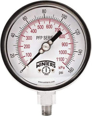 Winters - 4" Dial, 1/4 Thread, 0-160 Scale Range, Pressure Gauge - Bottom Connection Mount, Accurate to 1% Full-Scale of Scale - Eagle Tool & Supply