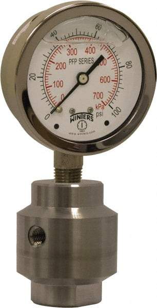 Winters - 2-1/2" Dial, 1/4 Thread, 0-60 Scale Range, Pressure Gauge - Bottom Connection Mount, Accurate to 1.5% of Scale - Eagle Tool & Supply