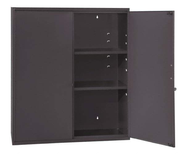 Durham - 2 Shelf Locking Storage Cabinet - Steel, 26-5/8" Wide x 11-7/8" Deep x 30" High, Gray - Eagle Tool & Supply
