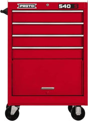 Proto - 4 Drawer Steel Tool Roller Cabinet - 27" Wide x 42" High x 18" Deep, Ball Bearing Drawer Slides, Red - Eagle Tool & Supply