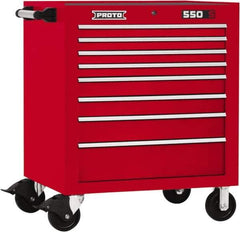 Proto - 8 Drawer Steel Tool Roller Cabinet - 34" Wide x 41" High x 25-1/4" Deep, Ball Bearing Drawer Slides, Red - Eagle Tool & Supply