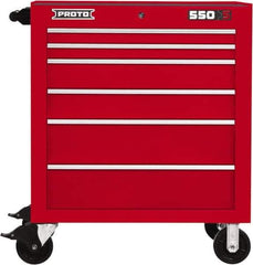 Proto - 6 Drawer Steel Tool Roller Cabinet - 34" Wide x 41" High x 25-1/4" Deep, Ball Bearing Drawer Slides, Red - Eagle Tool & Supply