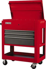 Proto - 23" Wide x 46" High x 30" Deep, 3 Drawer Tool Cart - 3,600 Lb Capacity, Steel, Safety Red/Gray - Eagle Tool & Supply