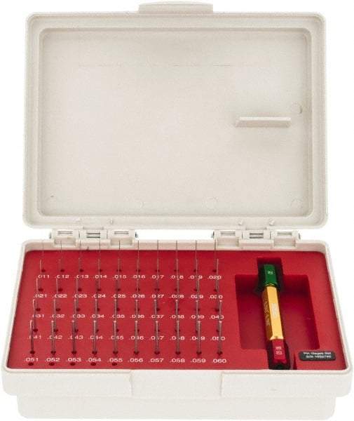 SPI - 50 Piece, 0.011-0.06 Inch Diameter Plug and Pin Gage Set - Minus 0.0002 Inch Tolerance, Class ZZ - Eagle Tool & Supply