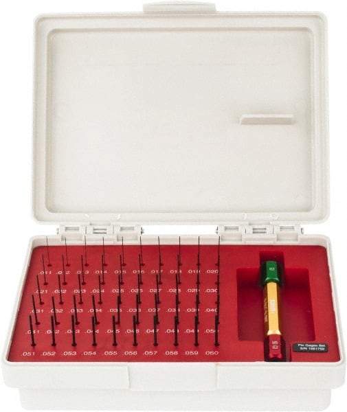 SPI - 50 Piece, 0.011-0.06 Inch Diameter Plug and Pin Gage Set - Minus 0.0002 Inch Tolerance, Class ZZ - Eagle Tool & Supply