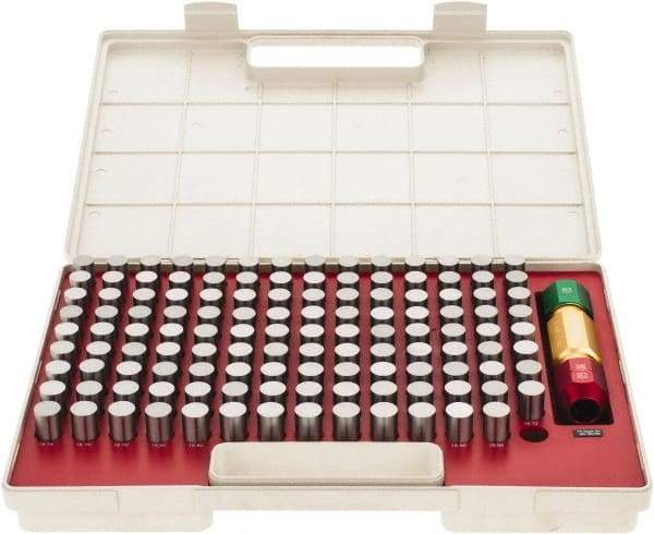 SPI - 125 Piece, 16.5-18.98mm Diameter Plug and Pin Gage Set - Minus 0.005mm Tolerance, Class ZZ - Eagle Tool & Supply