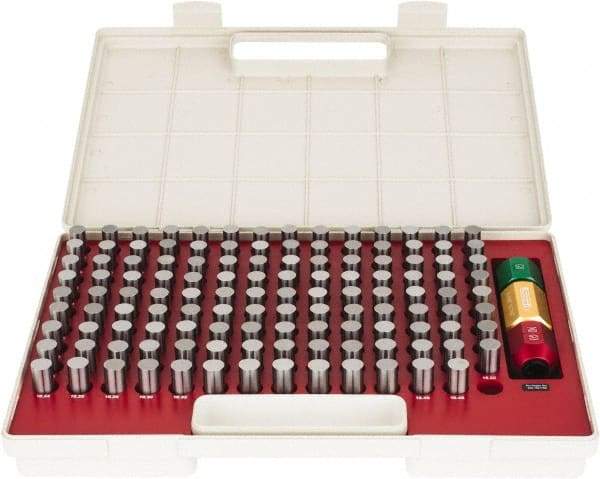 SPI - 125 Piece, 14-16.48mm Diameter Plug and Pin Gage Set - Minus 0.005mm Tolerance, Class ZZ - Eagle Tool & Supply