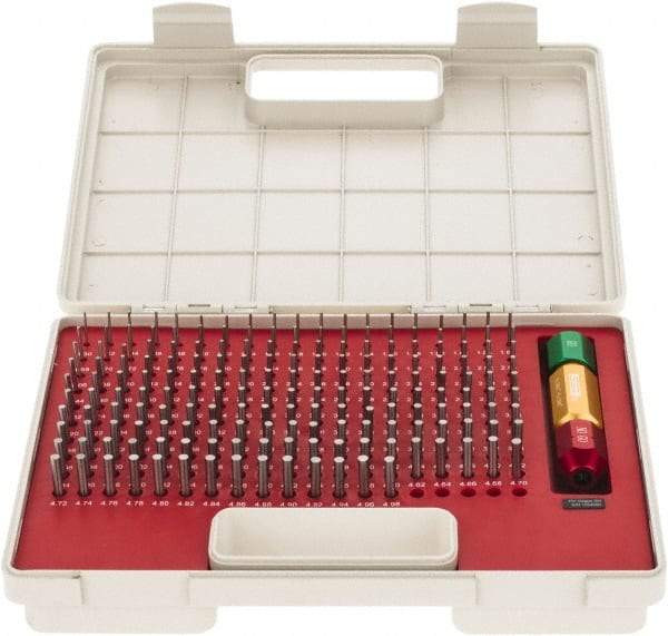 SPI - 185 Piece, 1.3-4.98mm Diameter Plug and Pin Gage Set - Minus 0.005mm Tolerance, Class ZZ - Eagle Tool & Supply