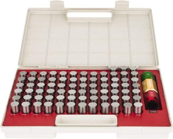 SPI - 75 Piece, 21-22.48mm Diameter Plug and Pin Gage Set - Minus 0.005mm Tolerance, Class ZZ - Eagle Tool & Supply