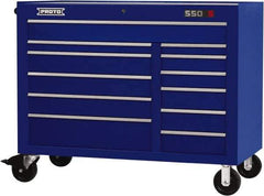 Proto - 23,419 Lb Capacity, 12 Drawer Mobile Workstation - 50" Wide x 25-1/4" Deep x 41" High, Steel, Blue - Eagle Tool & Supply
