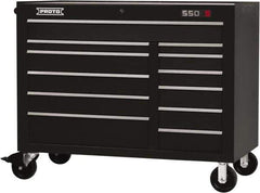 Proto - 23,419 Lb Capacity, 12 Drawer Mobile Workstation - 50" Wide x 25-1/4" Deep x 41" High, Steel, Black - Eagle Tool & Supply
