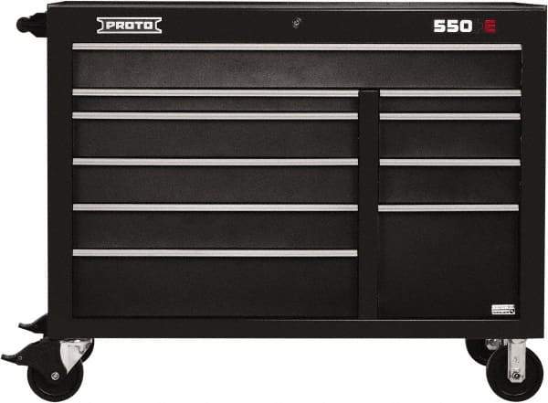 Proto - 23,105 Lb Capacity, 10 Drawer Mobile Power Workstation - 50" Wide x 25-1/4" Deep x 41" High, Steel, Dual Black - Eagle Tool & Supply