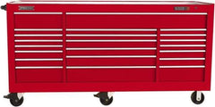 Proto - 48,115 Lb Capacity, 22 Drawer Mobile Power Workstation - 88-1/4" Wide x 27" Deep x 46-3/8" High, Steel, Red - Eagle Tool & Supply