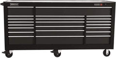Proto - 48,115 Lb Capacity, 22 Drawer Mobile Power Workstation - 88-1/4" Wide x 27" Deep x 46-3/8" High, Steel, Dual Black - Eagle Tool & Supply