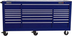 Proto - 48,115 Lb Capacity, 22 Drawer Mobile Workstation - 88-1/4" Wide x 27" Deep x 46-3/8" High, Steel, Blue - Eagle Tool & Supply