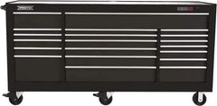 Proto - 48,654 Lb Capacity, 18 Drawer Mobile Workstation - 88-1/4" Wide x 27" Deep x 46-3/8" High, Steel, Dual Black - Eagle Tool & Supply