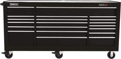 Proto - 48,654 Lb Capacity, 18 Drawer Mobile Workstation - 88-1/4" Wide x 27" Deep x 46-3/8" High, Steel, Black - Eagle Tool & Supply