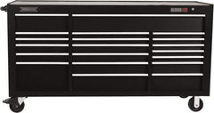 Proto - 39,577 Lb Capacity, 20 Drawer Mobile Workstation - 78-7/8" Wide x 25-1/4" Deep x 43-1/4" High, Steel, Black - Eagle Tool & Supply