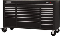 Proto - 30,519 Lb Capacity, 20 Drawer Mobile Workstation - 67" Wide x 25-1/4" Deep x 41" High, Steel, Black - Eagle Tool & Supply