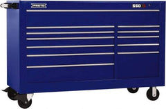 Proto - 36,455 Lb Capacity, 12 Drawer Mobile Workstation - 66" Wide x 27" Deep x 46" High, Steel, Blue - Eagle Tool & Supply