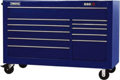 Proto - 35,917 Lb Capacity, 11 Drawer Mobile Workstation - 66" Wide x 27" Deep x 46" High, Steel, Blue - Eagle Tool & Supply