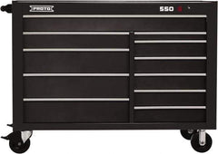 Proto - 26,541 Lb Capacity, 11 Drawer Mobile Workstation - 57" Wide x 25-1/4" Deep x 43" High, Steel, Dual Black - Eagle Tool & Supply