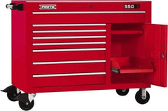 Proto - 18,920 Lb Capacity, 8 Drawer Mobile Workstation - 50" Wide x 25-1/4" Deep x 41" High, Steel, Red - Eagle Tool & Supply