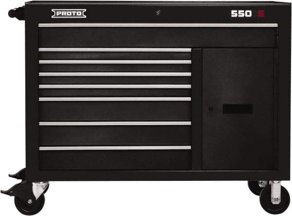 Proto - 18,920 Lb Capacity, 8 Drawer Mobile Workstation - 50" Wide x 25-1/4" Deep x 41" High, Steel, Dual Black - Eagle Tool & Supply