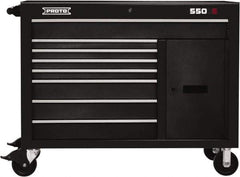 Proto - 18,920 Lb Capacity, 8 Drawer Mobile Workstation - 50" Wide x 25-1/4" Deep x 41" High, Steel, Dual Black - Eagle Tool & Supply