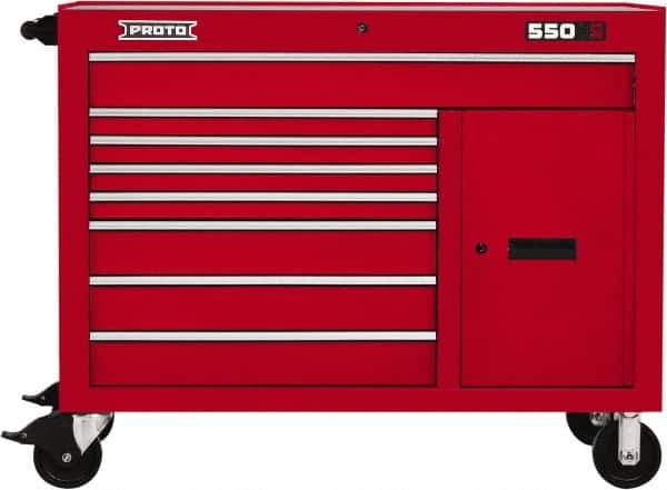 Proto - 18,920 Lb Capacity, 8 Drawer Mobile Workstation - 50" Wide x 25-1/4" Deep x 41" High, Steel, Red - Eagle Tool & Supply