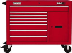 Proto - 18,920 Lb Capacity, 8 Drawer Mobile Workstation - 50" Wide x 25-1/4" Deep x 41" High, Steel, Red - Eagle Tool & Supply