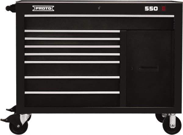 Proto - 20,092 Lb Capacity, 8 Drawer Mobile Workstation - 50" Wide x 25-1/4" Deep x 41" High, Steel, Black - Eagle Tool & Supply