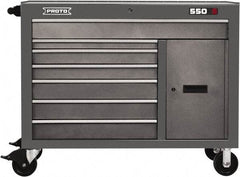 Proto - 18,109 Lb Capacity, 7 Drawer Mobile Workstation - 50" Wide x 25-1/4" Deep x 41" High, Steel, Dual Gray - Eagle Tool & Supply