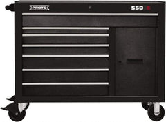 Proto - 18,109 Lb Capacity, 7 Drawer Mobile Workstation - 50" Wide x 25-1/4" Deep x 41" High, Steel, Dual Black - Eagle Tool & Supply
