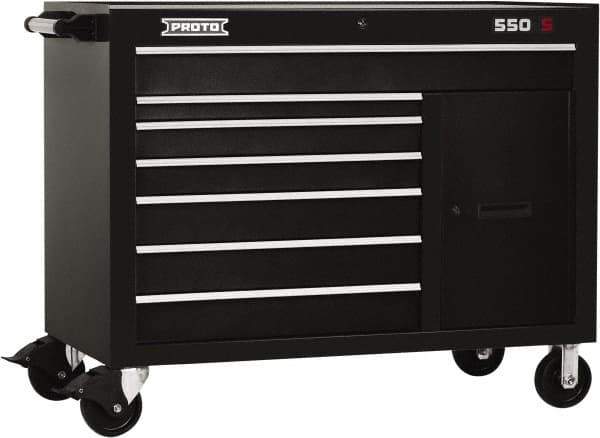 Proto - 18,109 Lb Capacity, 7 Drawer Mobile Workstation - 50" Wide x 25-1/4" Deep x 41" High, Steel, Black - Eagle Tool & Supply
