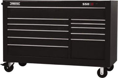 Proto - 35,917 Lb Capacity, 11 Drawer Mobile Workstation - 66" Wide x 27" Deep x 46" High, Steel, Black - Eagle Tool & Supply