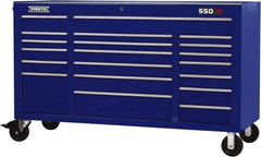 Proto - 30,519 Lb Capacity, 20 Drawer Mobile Workstation - 67" Wide x 25-1/4" Deep x 41" High, Steel, Blue - Eagle Tool & Supply